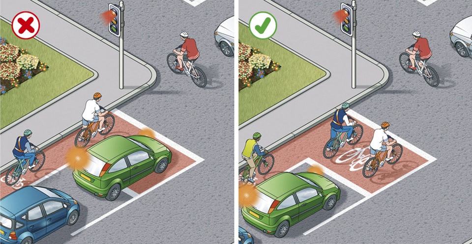 learning to drive in Eltham, advanced stop line graphic