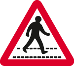 a pedestrian crossing warning sign