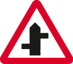 A staggered junction sign